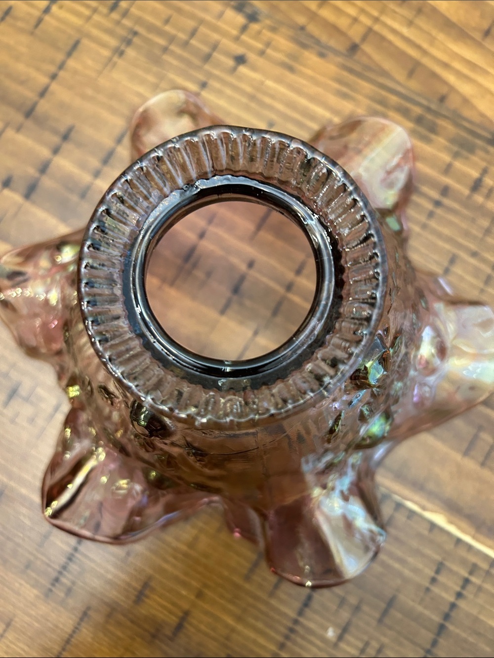 Fenton Cabbage Iridescent Rose Fairy Lamp - Picture 5 of 8